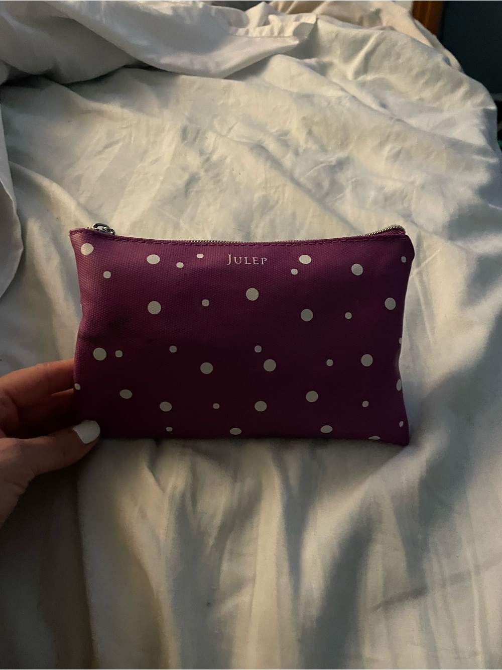 Julep Magenta Polka Dot Cosmetic Pouch